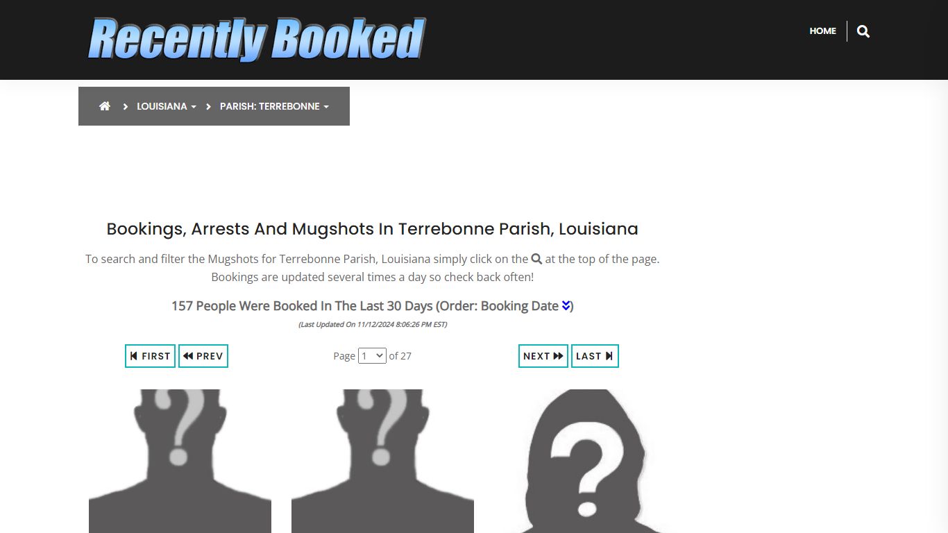 Bookings, Arrests and Mugshots in Terrebonne Parish, Louisiana