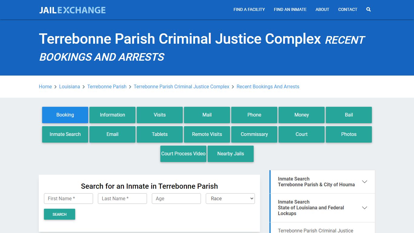 Terrebonne Parish Criminal Justice Complex Recent Bookings And Arrests