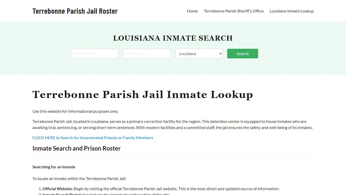 Terrebonne Parish Jail Roster Lookup, LA, Inmate Search